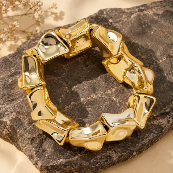Gold-tone irregular geometric CCB bead bracelet · Geometric bracelet product image