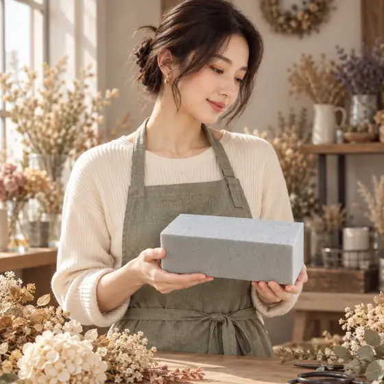 Gray dry floral foam block, 23 × 11 × 8 cm · Indoor florist portrait