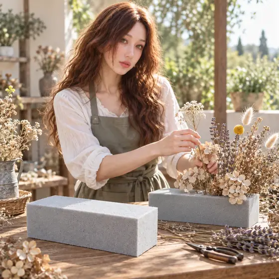 Gray dry floral foam block, 23 × 11 × 8 cm · Garden floral workshop