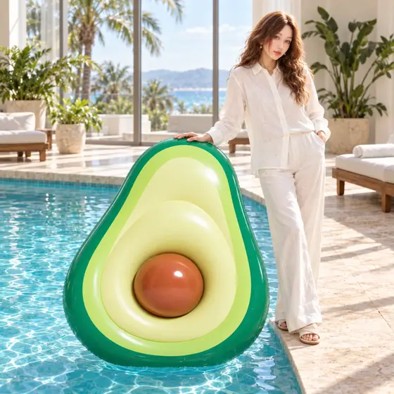 Avocado pool float · Indoor poolside model image