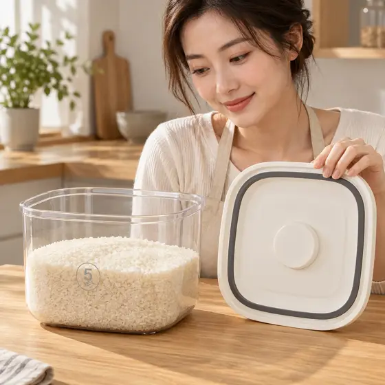 Clear rice container · Lid and sealing ring