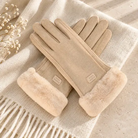 Camel winter gloves · Product still life