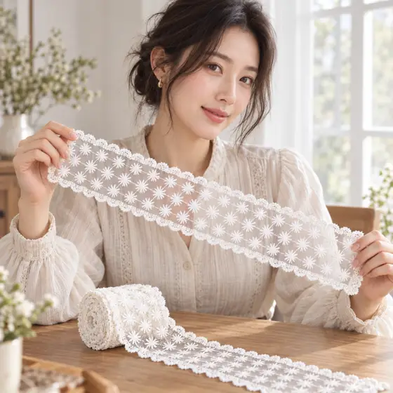Ivory embroidered lace · Indoor crafting