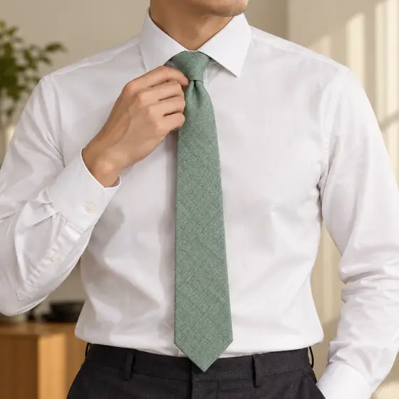 Sage green cotton tie · Knot and weave
