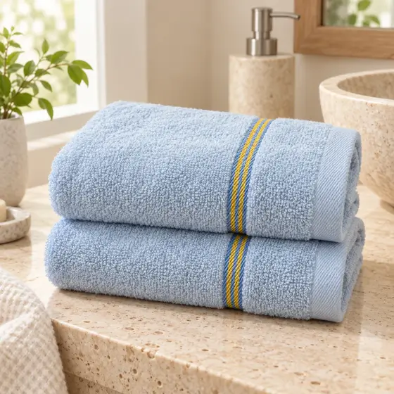 Light blue cotton face towel · Product still life
