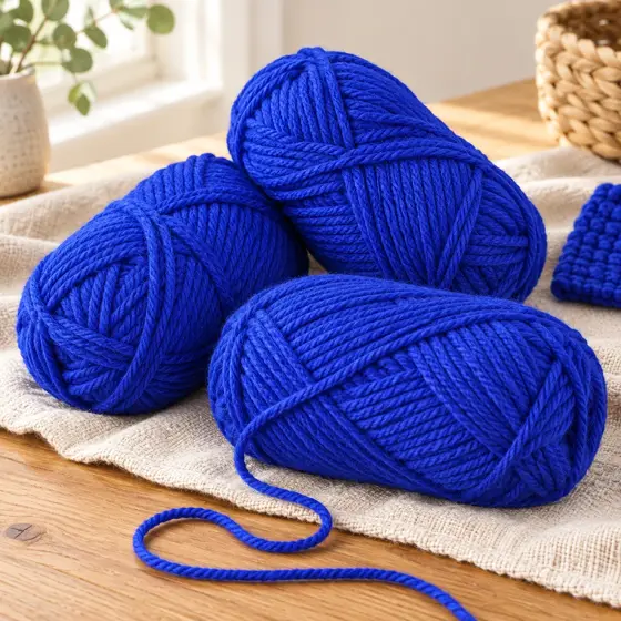 Royal blue knitting yarn · Product still life