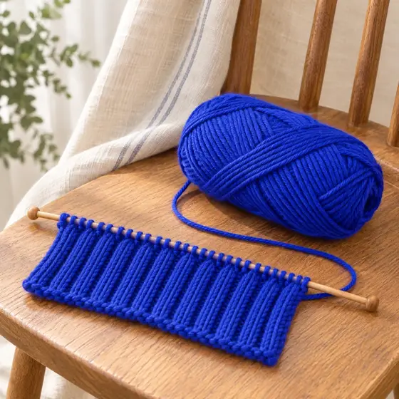 Royal blue knitting yarn · Knitted application