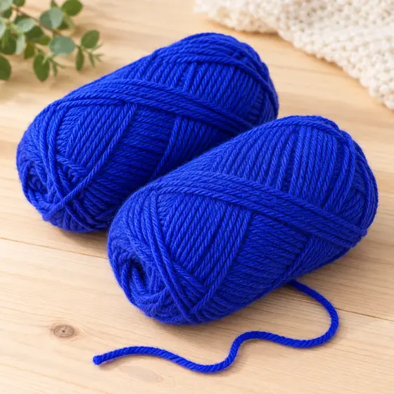 Royal blue knitting yarn · Strands and winding