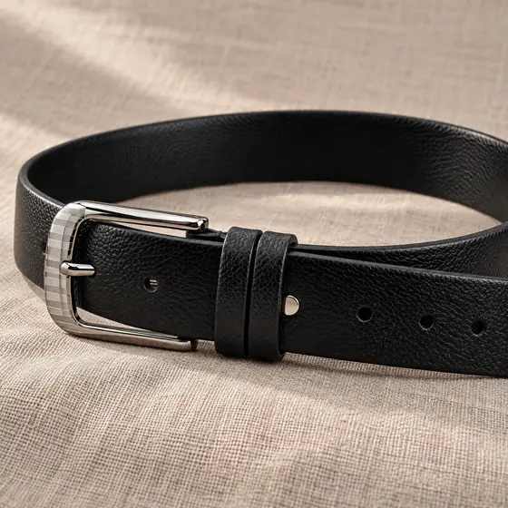 Black textured belt · Buckle and belt texture