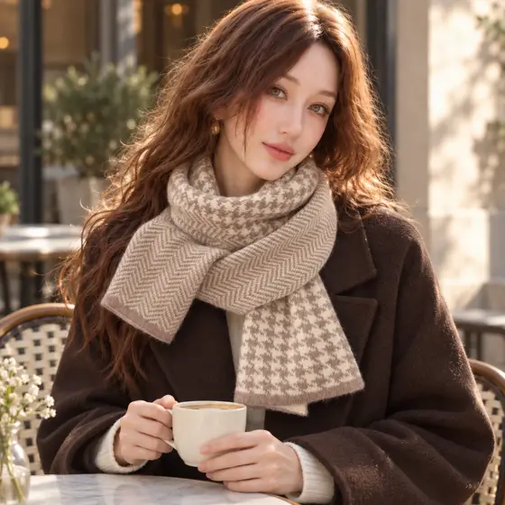 Reversible cream and camel scarf · Garden lifestyle