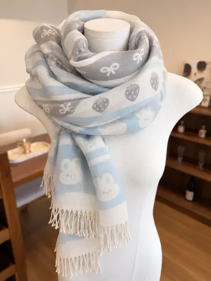 Striped scarf · Wrapped on a mannequin