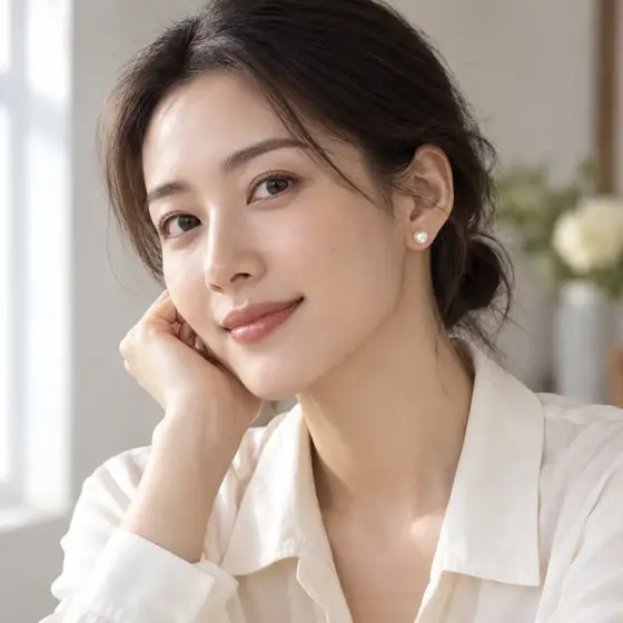 White pearl stud earrings — Indoor lifestyle