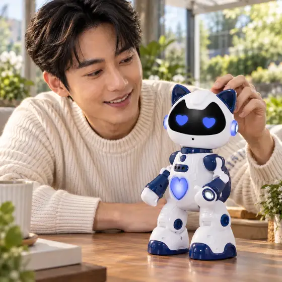 Blue and white cat-ear robot toy — Environmental lifestyle