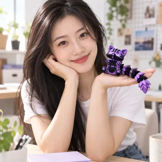 Purple articulated fox charm — Indoor lifestyle