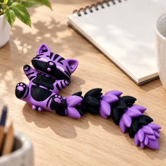 Purple articulated fox charm — Product setting