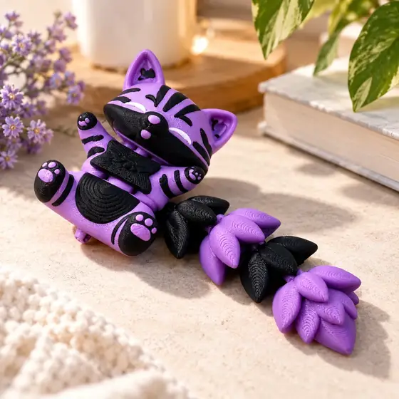 Purple articulated fox charm — Material and form