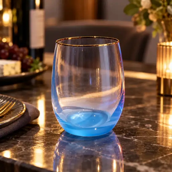 蓝底金口水晶杯 · 材质或完整造型展示