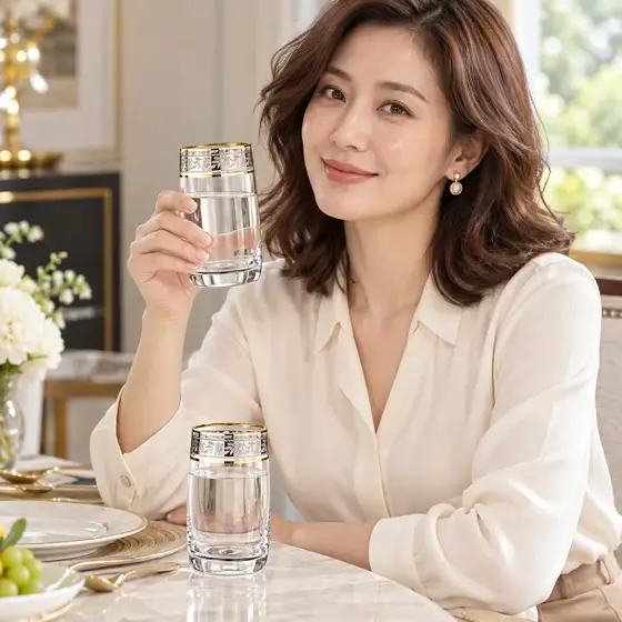 金口描绘水晶水杯 · 室内模特展示